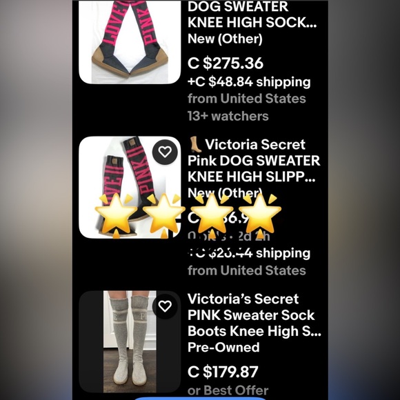 Victoria’s Secret Pink DOG SWEATER KNEE HIGH SOCK SLIPPER MUKLUK BOOT - Picture 9 of 9